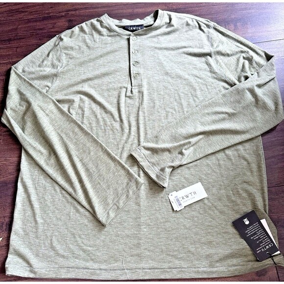 CRWTH Men's Regular-Fit Skull Logo-Print Placket Henley Long sleeve Shirt XL - Picture 2 of 8